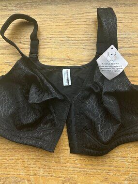 NEW Plus Size Front Closure Full Coverage Minimizer Lace Unlined Black Bra Sz42C